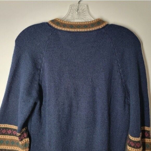 BOHO Knit Sweater Dress Geometric Pattern V-Neck Tassels Size Small* - Picture 6 of 7